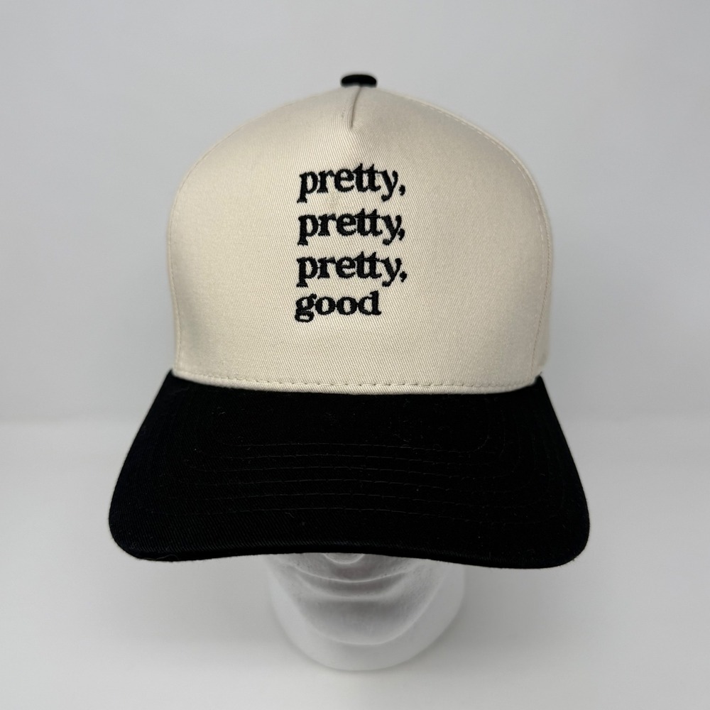 Dad Brand Pretty Pretty‎ Pretty Good Adjustable Snapback Hat Cap Cream Black